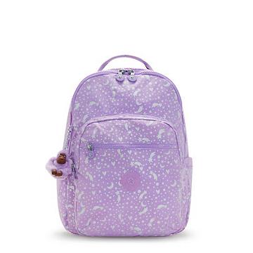 Kipling Seoul Large Printed 15" Backpack Laptop Çantası Mor | TR 1552YX